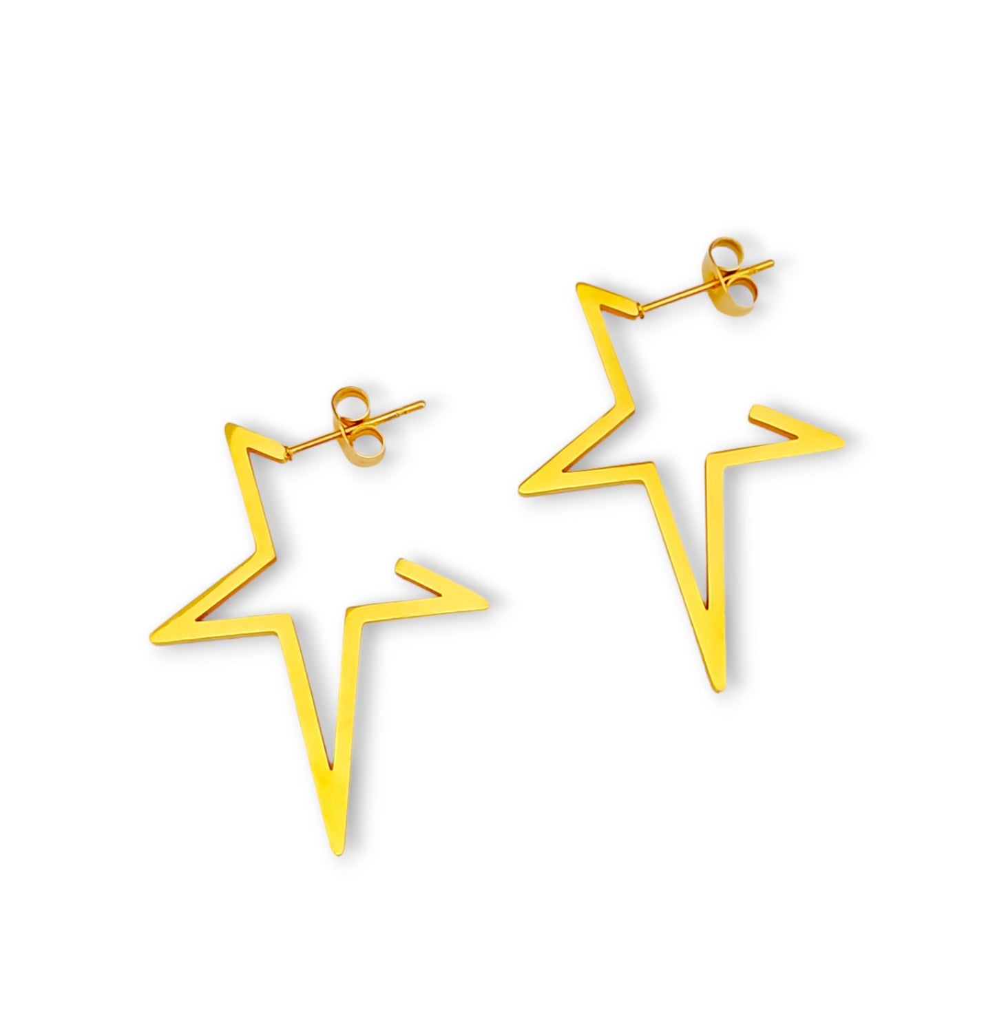 Brincos Stars Gold - em aço inoxidável