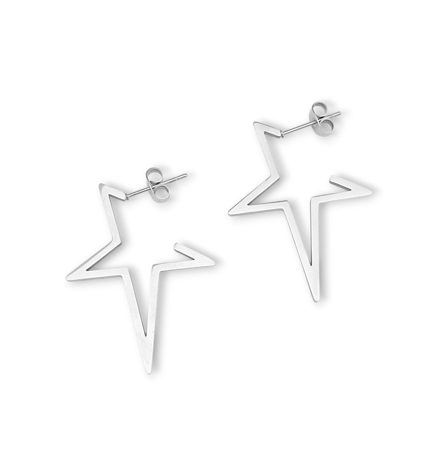 Brincos Stars Silver - em aço inoxidável