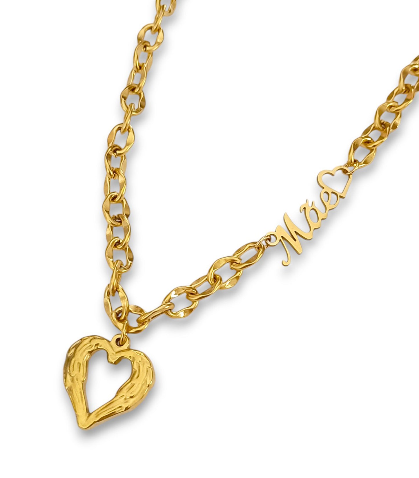 Colar Mother`s Heart - em aço inoxidável dourado