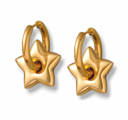 Brincos Golden Star - em aço inoxidável