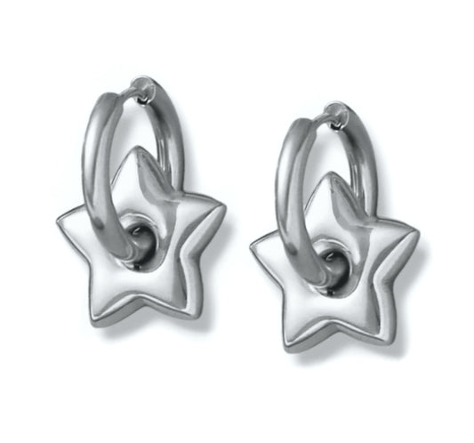 Brincos Silver Star - em aço inoxidável