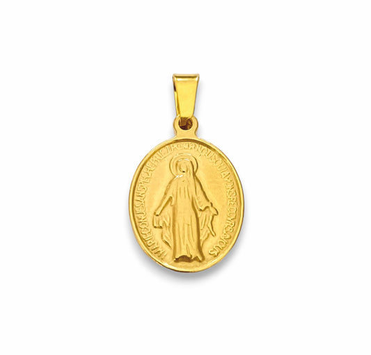 Medalha Senhora das Graças - em aço inoxidável dourado