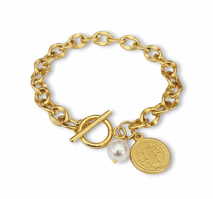 Pulseira San Benito - em aço inoxidável dourado