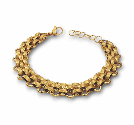 Pulseira Wide Chain - em aço inoxidável dourado