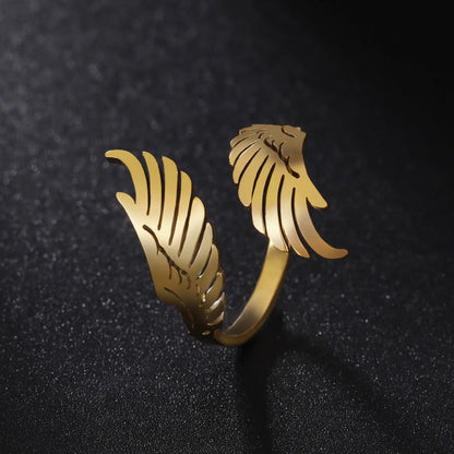 Anel Wings - em aço inoxidável dourado