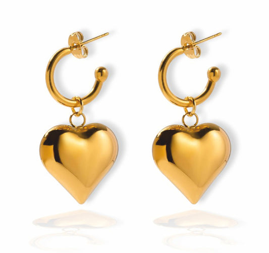 Brincos Corazón de Oro - em aço inoxidável