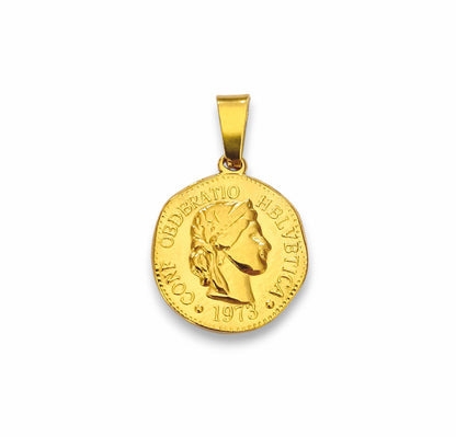 Medalha Rosto - em aço inoxidável dourado