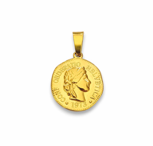 Medalha Rosto - em aço inoxidável dourado