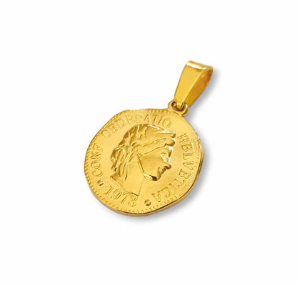 Medalha Rosto - em aço inoxidável dourado