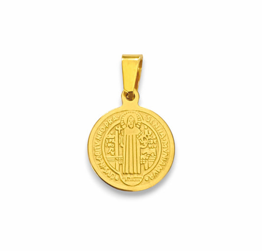 Medalha São Bento - em aço inoxidável dourado