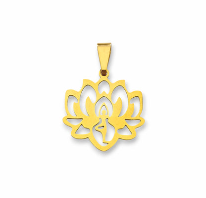 Pendente Flor de Lotus- em aço inoxidável dourado