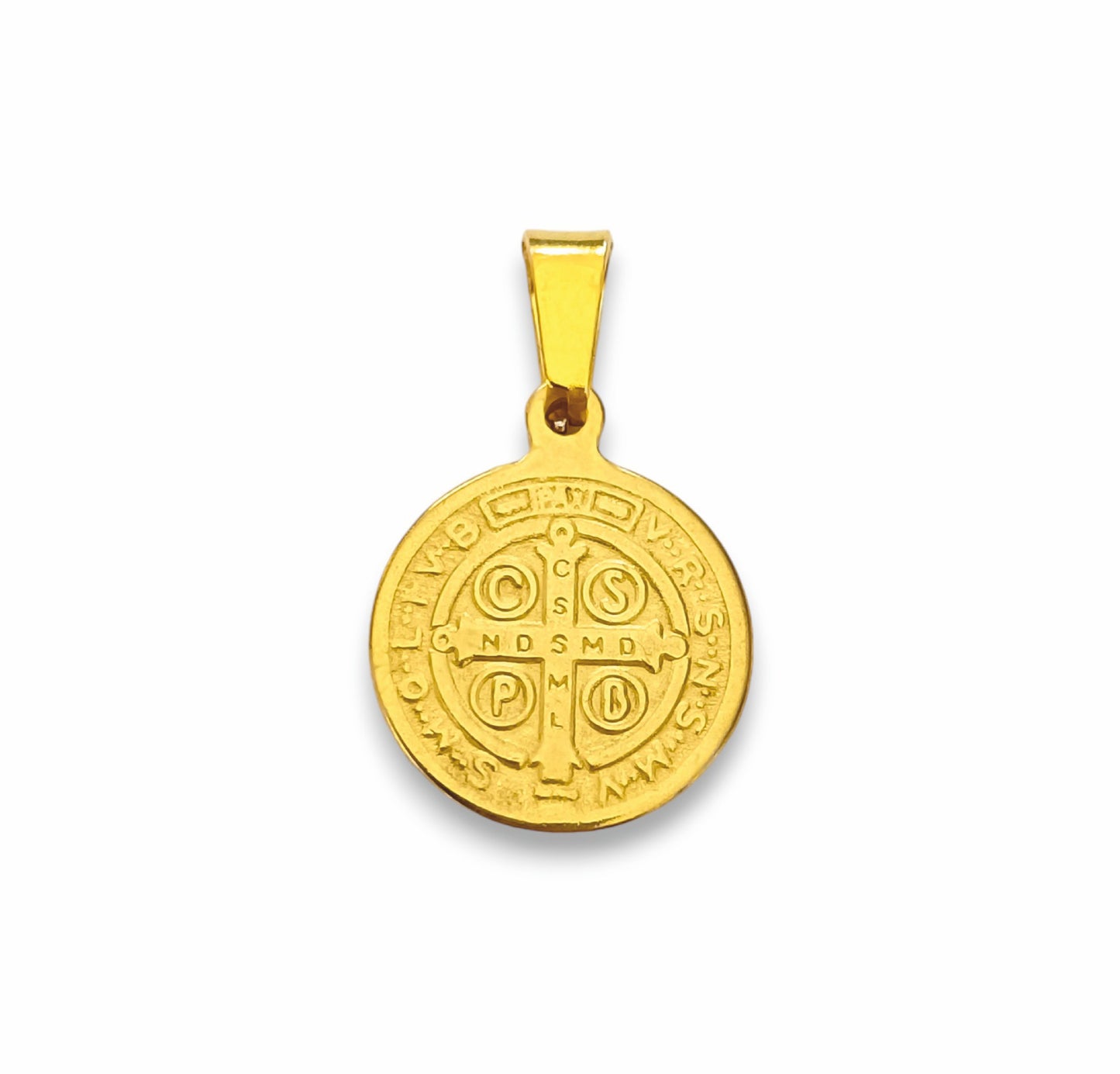 Medalha São Bento - em aço inoxidável dourado