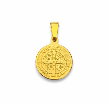 Medalha São Bento - em aço inoxidável dourado