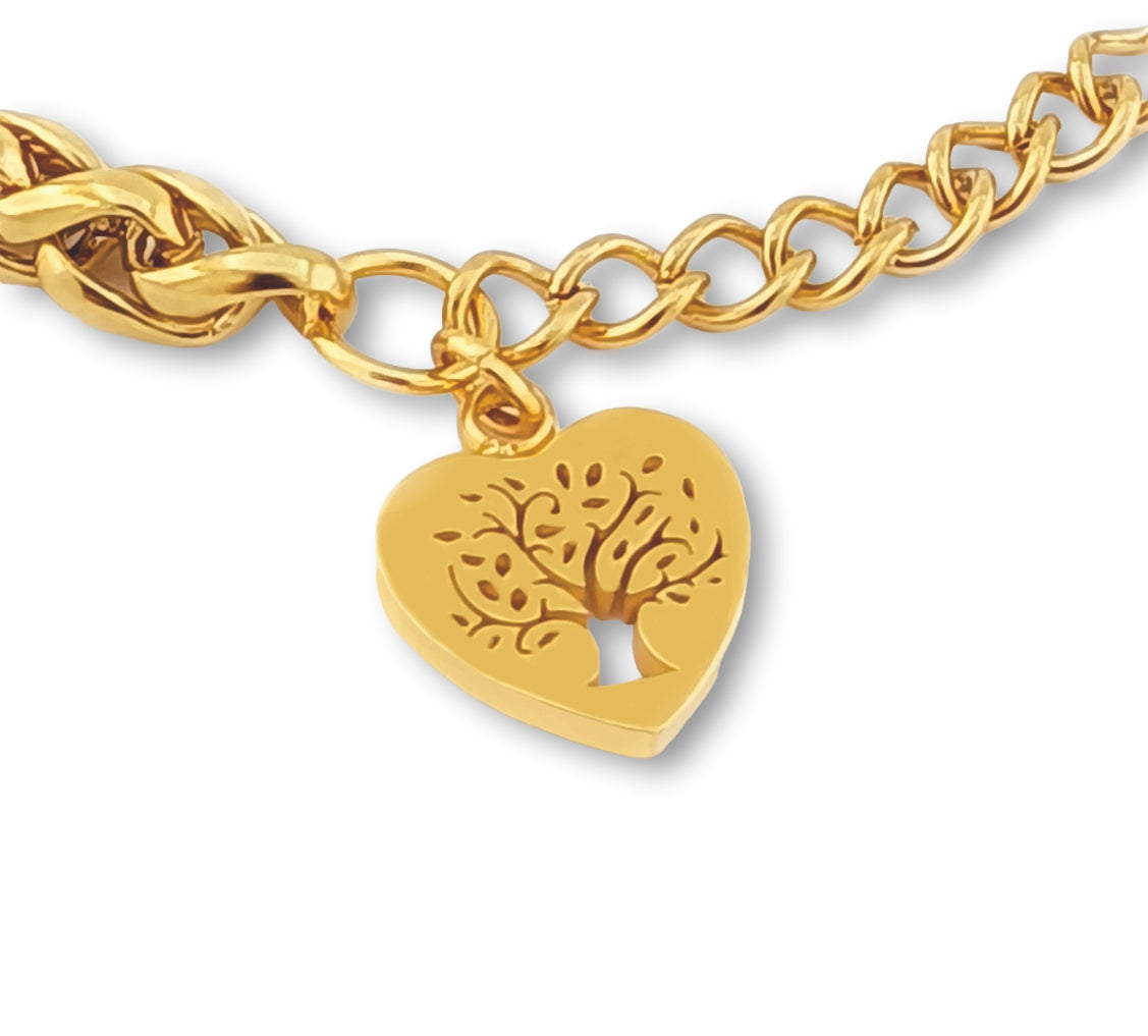 Pulseira Tree of Life - em aço inoxidável dourado