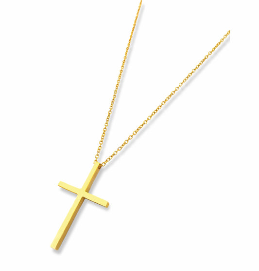 Colar Golden Cross - em aço inoxidável